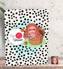 Kişiye Özel Kız Çocuk Yaş Karikatürlü Dekoratif Mini Kanvas Tablo 15x20cm-10