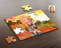 Kişiye Özel Kadın Aşçı Karikatürlü Ahşap Puzzle-2