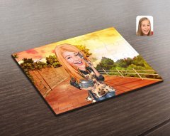 Kişiye Özel Kadın Aşçı Karikatürlü Ahşap Puzzle-2