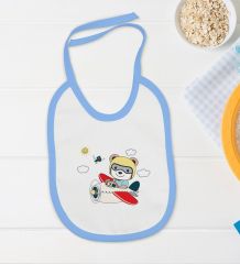 BK Kids Sevimli Pilot Tasarımlı Mavi Bebek Body Zıbın ve Mama Önlüğü Hediye Seti-1