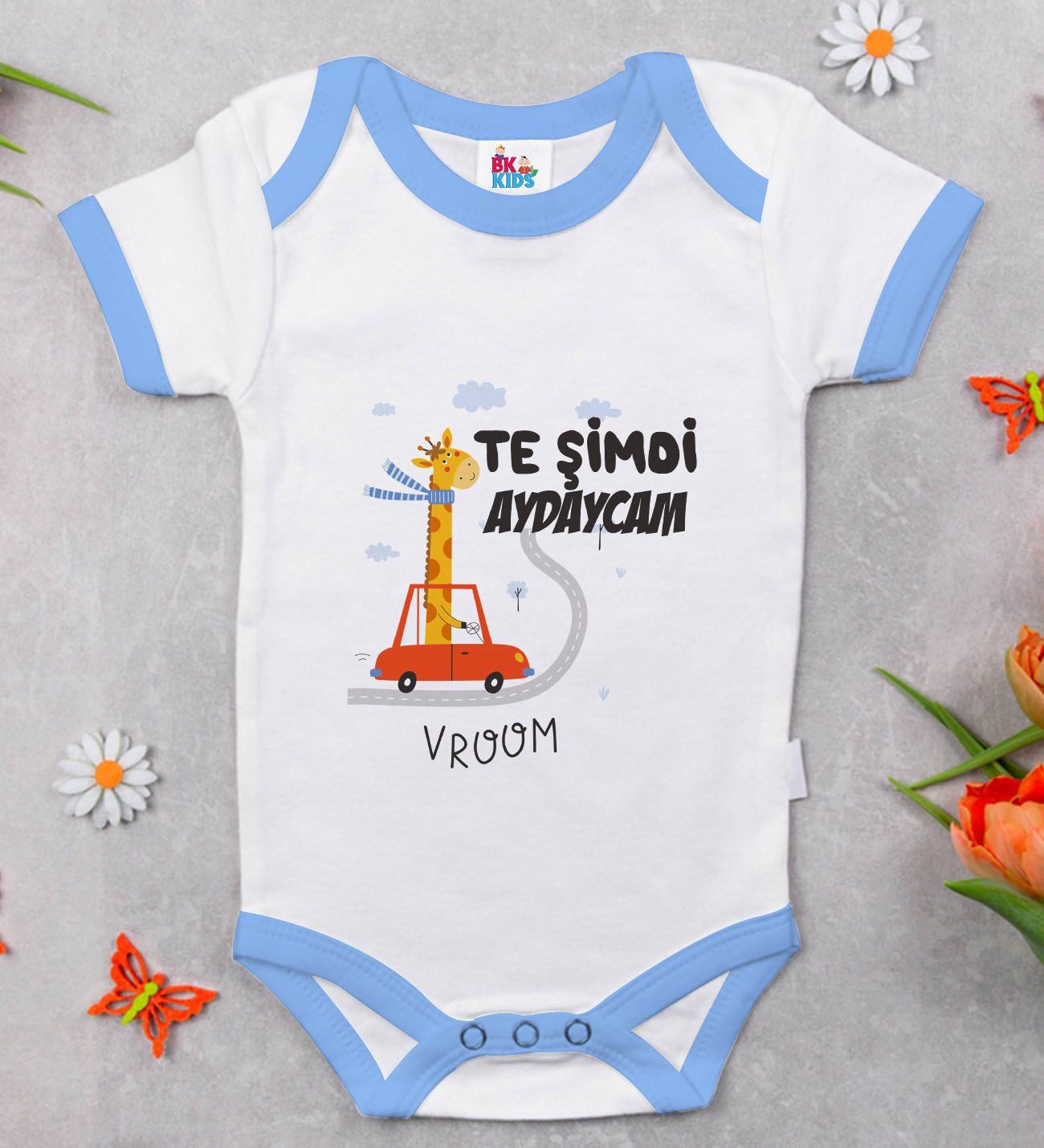 BK Kids Te Şimdi Tasarımlı Mavi Bebek Body Zıbın-1