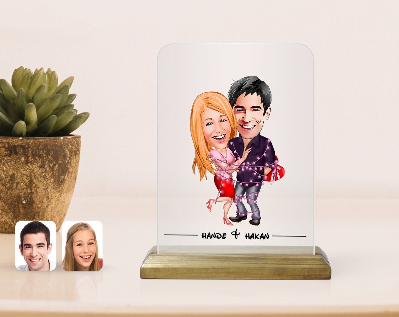 Kişiye Özel Sevgililer Karikatürlü Çerçeve-2