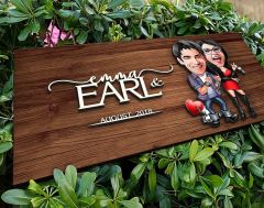 BK Gift Kişiye Özel Sevgililer Karikatürlü Kabartma Figürlü Ahşap Tablo, Duvar Dekoru, Arkadaşa Hediye, Özel Tasarım Ev Hediyesi-1