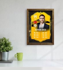 Kişiye Özel Doğal Masif Ahşap Çerçeveli Tablo 30x40cm Futbolcu Kartı-14
