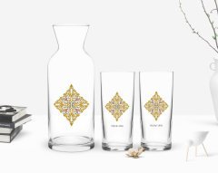 Kişiye Özel Renkli Baskılı İsimli İkili Rakı Bardağı ve Karaf Hediye Seti-109