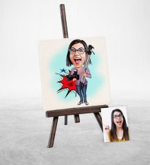 Kişiye Özel Bayan Profesyonel Fotoğrafçı Karikatür Şovaleli Doğal Taş - 1