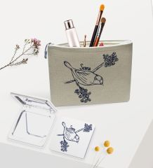 BK Gift Kişiye Özel Keten Makyaj Çantası ve Ayna Seti, Sevgiliye Hediye, Sevgililer Günü Hediyesi, Doğum Günü Hediyesi-11