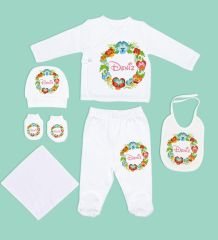 BK Kids Kişiye Özel Hastane Çıkışı, Bebek Kıyafeti, Yeni Doğan Bebek Hediyesi, 6 Parça Beyaz Bebek Elbise Giyim Seti-12