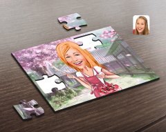 Kişiye Özel Kadın Aşçı Karikatürlü Ahşap Puzzle-1