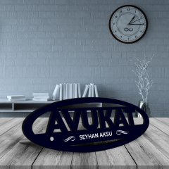 Kişiye Özel Mesleki Avukat Ahşap Masa İsimliği (Model E16)