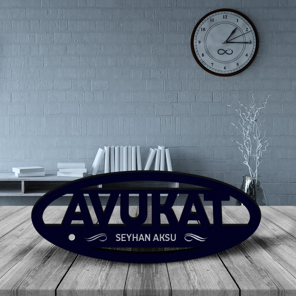Kişiye Özel Mesleki Avukat Ahşap Masa İsimliği (Model E16)