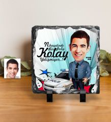 Kişiye Özel Bay Polis Karikatürlü Dekoratif Doğal Taş - 6
