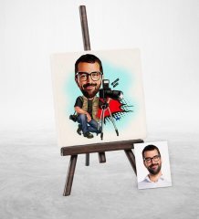 Kişiye Özel Bay Profesyonel Fotoğrafçı Karikatür Şovaleli Doğal Taş - 1