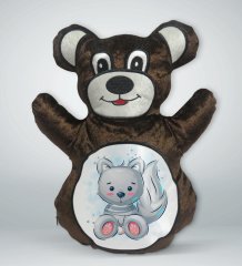 BK Gift Sevimli Kedi Tasarımlı Kahverengi Ayıcık Yastık-1
