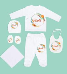 BK Kids Kişiye Özel Hastane Çıkışı, Bebek Kıyafeti, Yeni Doğan Bebek Hediyesi, 6 Parça Beyaz Bebek Elbise Giyim Seti-11