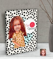 Kişiye Özel Kız Çocuk Yaş Karikatürlü Dekoratif Mini Kanvas Tablo 15x20cm-8