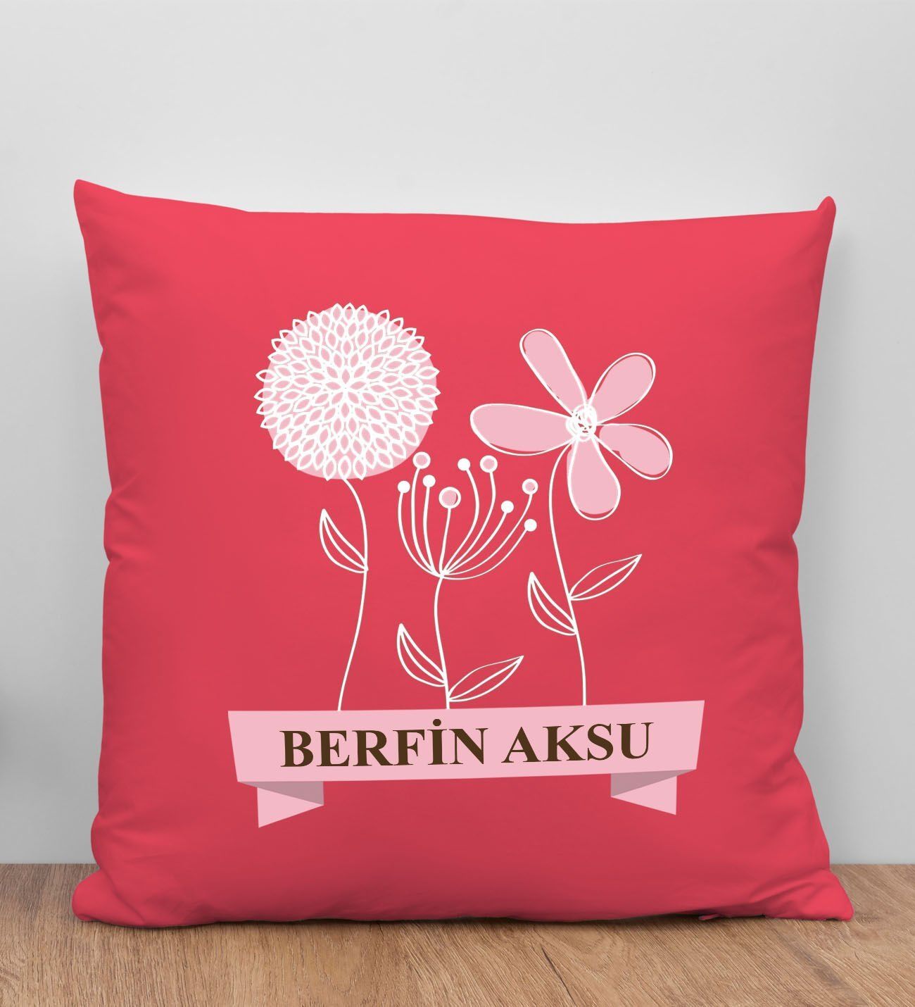 BK Gift Kişiye Özel İsimli Anneler Günü Tasarımlı Kırmızı Kırlent Yastık, Anneye Hediye, Ev Dekorasyonu, Anneler Günü Hediyesi-4