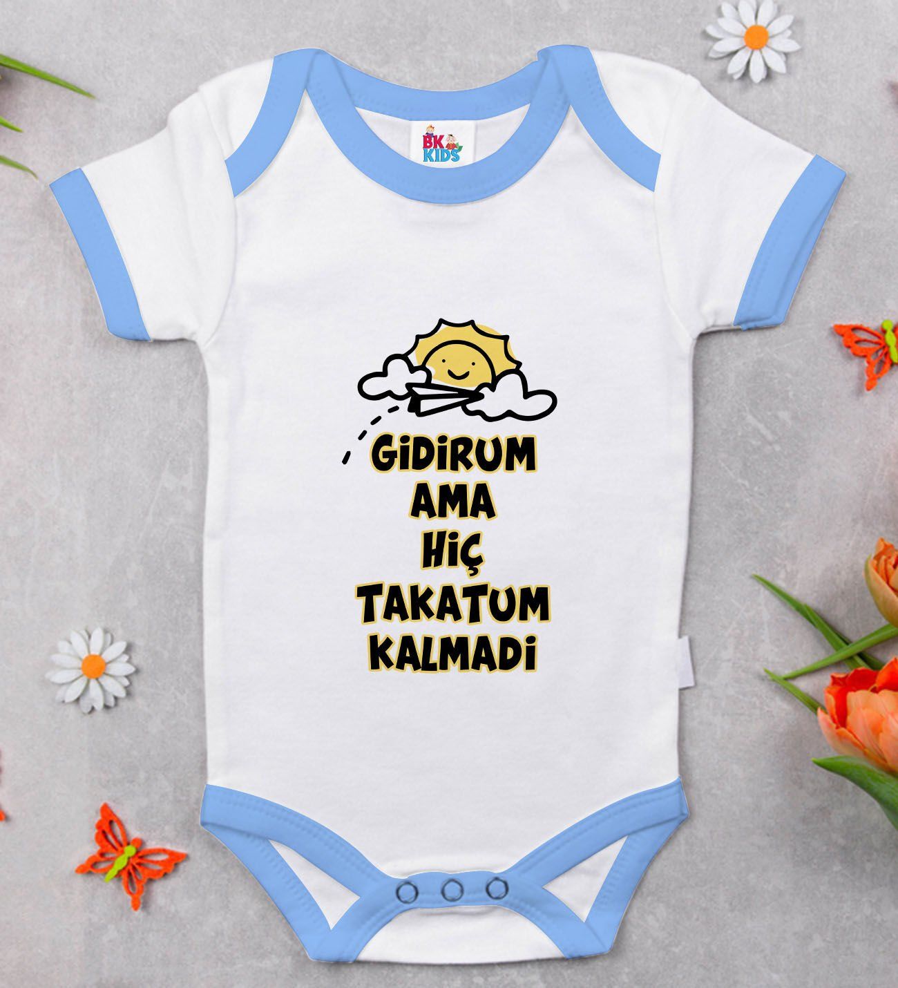 BK Kids Takatum Kalmadi Tasarımlı Mavi Bebek Body Zıbın-1