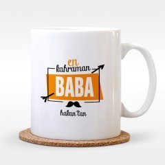 Kişiye Özel En Kahraman Baba Tasarımlı Beyaz Kupa Bardak - 1