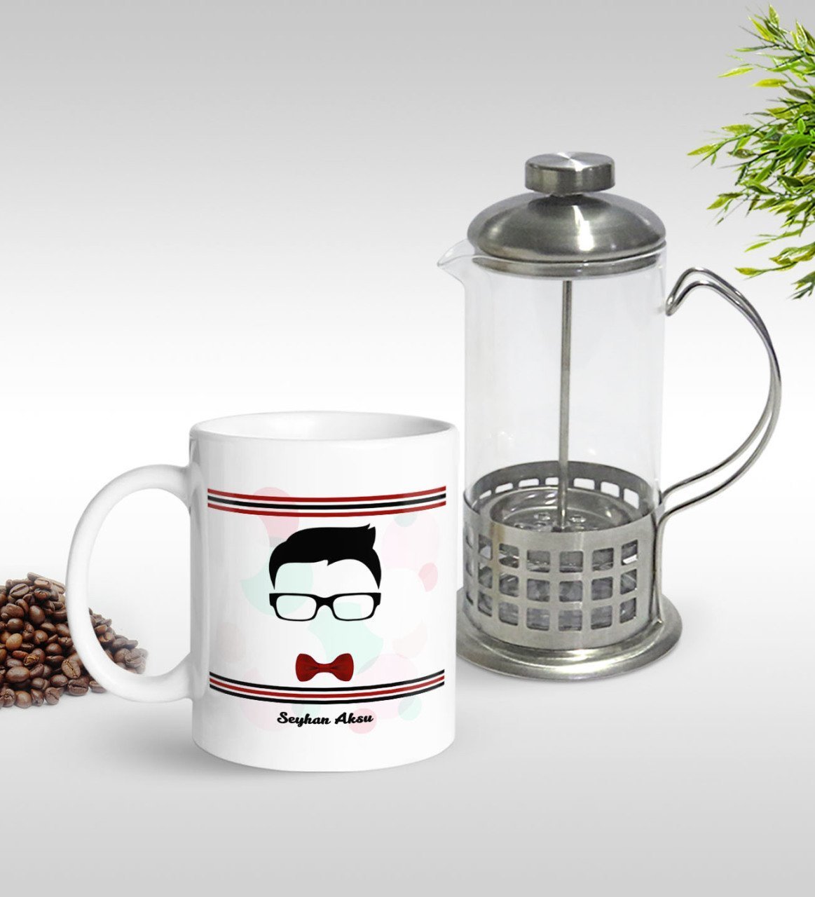 Kişiye Özel Yakışıklı Babam Tasarımlı Kupa & French Press Seti-4