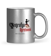 Kişiye Özel Coğrafya Öğretmeni Gümüş Yaldızlı Kupa Bardak - 2