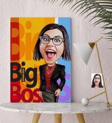 Kişiye Özel Bayan Big Boss Karikatür Kanvas Tablo (30 x 50 cm.) - 2