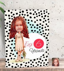 Kişiye Özel Kız Çocuk Yaş Karikatürlü Dekoratif Mini Kanvas Tablo 15x20cm-7