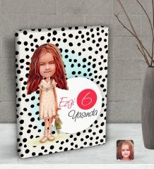 Kişiye Özel Kız Çocuk Yaş Karikatürlü Dekoratif Mini Kanvas Tablo 15x20cm-7