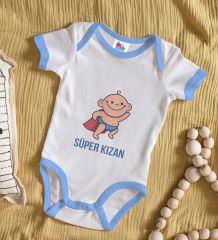 BK Kids Süper Kızan Tasarımlı Mavi Bebek Body Zıbın-1