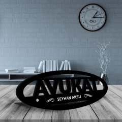 Kişiye Özel Mesleki Avukat Ahşap Masa İsimliği (Model E14)
