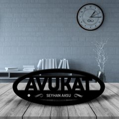 Kişiye Özel Mesleki Avukat Ahşap Masa İsimliği (Model E14)