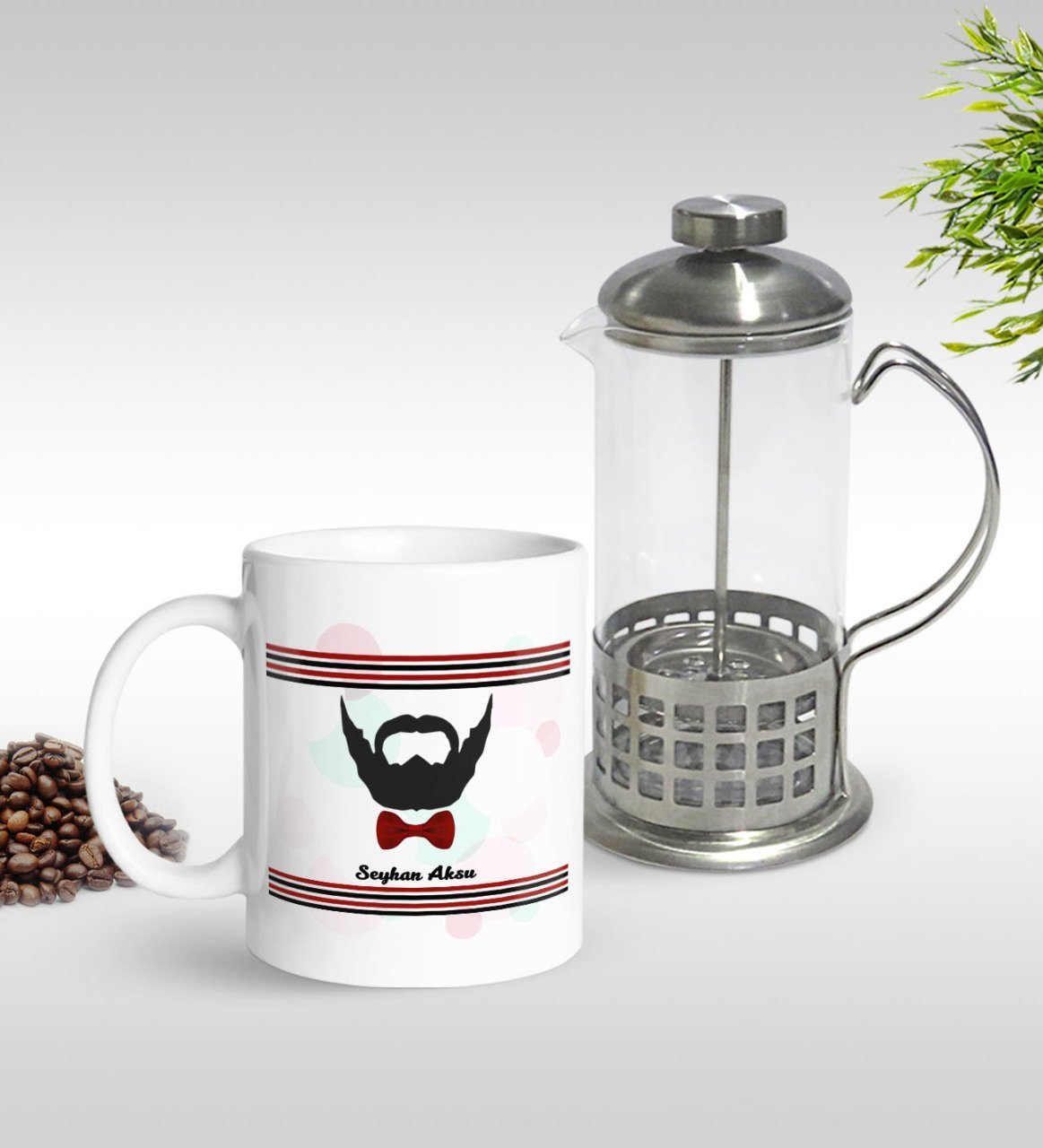 Kişiye Özel Yakışıklı Babam Tasarımlı Kupa & French Press Seti-3