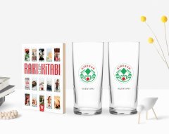 Kişiye Özel Renkli Baskılı Giresun Tasarımlı Turistik İkili Rakı Bardağı ve Rakı Cep Kitabı Hediye Seti-1