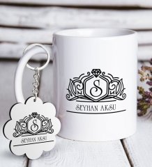 Kişiye Özel İsimli Beyaz Kupa ve Anahtarlık Hediye Seti-13