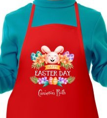 Kişiye Özel Paskalya Bayramı Kırmızı Çocuk Mutfak Önlüğü-8