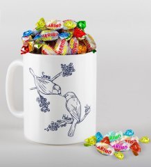 Kişiye Özel Sevgililer Günü Beyaz Kupa ve Haribo Şeker Hediye Seti-85