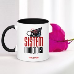 Kişiye Özel Mesleki Sistem Mühendisi Siyah Kupa Bardak - 002