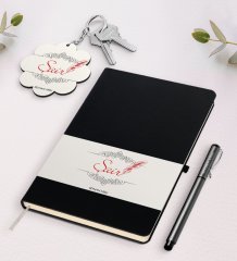 Kişiye Özel Şair Siyah Defter Kalem Ve Anahtarlık Hediye Seti