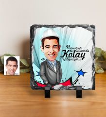 Kişiye Özel Bay Mühendis Karikatürlü Dekoratif Doğal Taş - 1