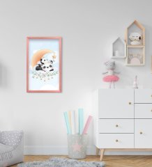BK Home Tatlı Pandalar Tasarımlı Dekoratif Pembe Ahşap Çerçeveli Çocuk Odası Tablo-1