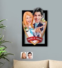 Kişiye Özel İsimli Evleniyoruz Karikatürlü 3D Ahşap Tablo-4
