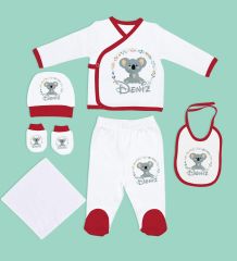 BK Kids Kişiye Özel Hastane Çıkışı, Bebek Kıyafeti, Yeni Doğan Bebek Hediyesi, 6 Parça Kırmızı Bebek Elbise Giyim Seti-29