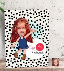 Kişiye Özel Kız Çocuk Yaş Karikatürlü Dekoratif Mini Kanvas Tablo 15x20cm-4