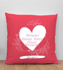 BK Gift Kişiye Özel İsimli Anneler Günü Tasarımlı Kırmızı Kırlent Yastık, Anneye Hediye, Ev Dekorasyonu, Anneler Günü Hediyesi-2