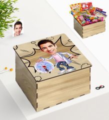 Kişiye Özel Ahşap Kutuda Bay Elektrik Mühendisi Karikatürlü Nostaljik Lezzetler Hediye Seti