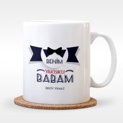 Kişiye Özel Benim Yakışıklı Babam Tasarımlı Beyaz Kupa Bardak - 1