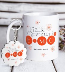 Kişiye Özel Fizik Öğretmeni Beyaz Kupa ve Anahtarlık Hediye Seti-2