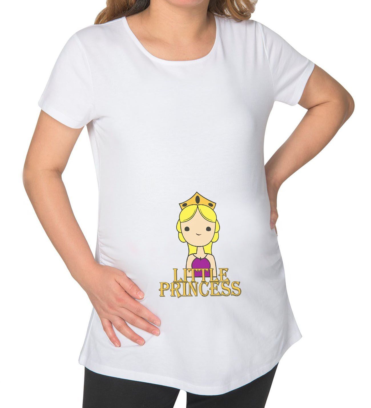 BK Gift Little Princess Tasarımlı Beyaz Hamile Tişört-1, Hamile Giyim, Eşe Hediye