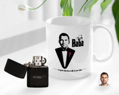 Kişiye Özel Babalar Günü Hediyesi Godfather Baba Tasarımlı Kupa Bardak ve Benzinli Çakmak Seti-6
