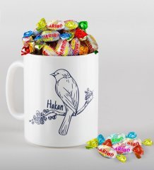 Kişiye Özel Sevgililer Günü Beyaz Kupa ve Haribo Şeker Hediye Seti-84